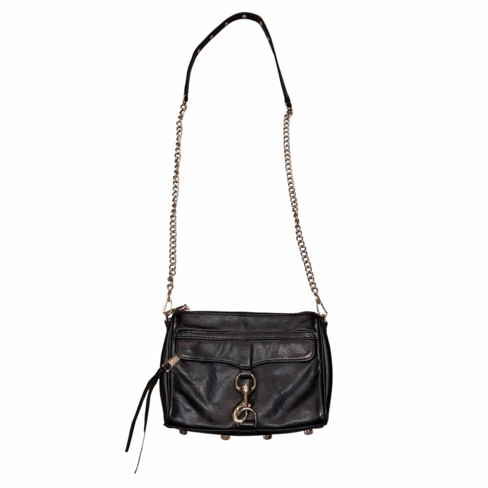 Rebecca Minkoff Black Leather Mini Mac Crossbody Purse Bag